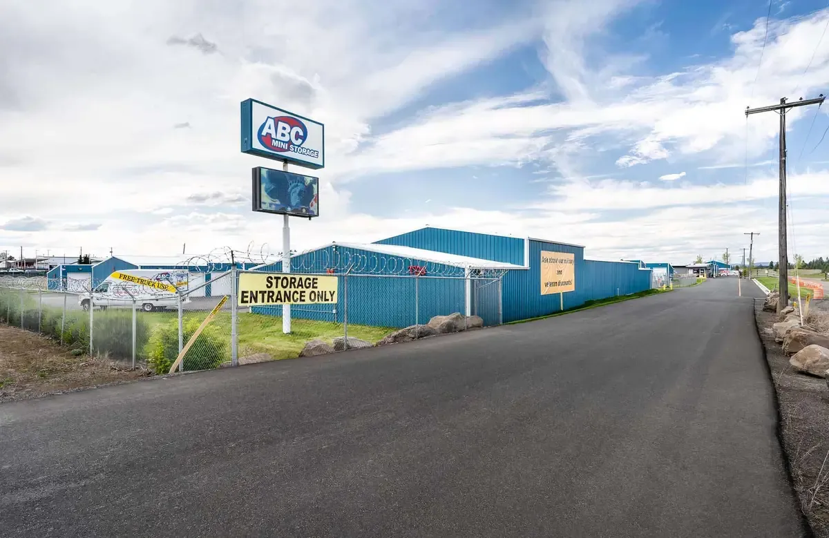 Paved driveway to storage facility